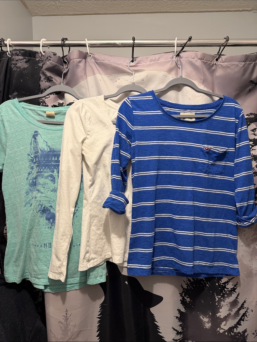 Hollister Blue & White Striped Long Sleeve Tee